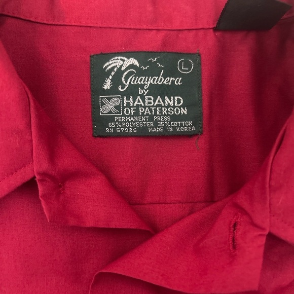 Haband Men's Red Short Sleeve Shirt with White Embroidery - Picture 5 of 5